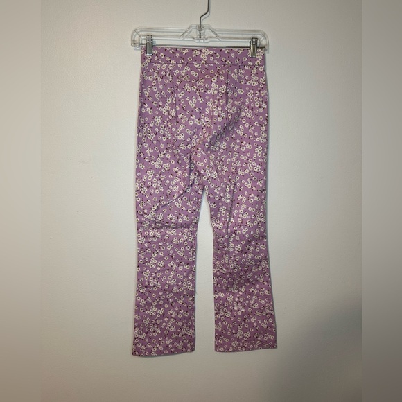 ZARA PRINTED MINI FLARE TROUSERS PANT HIGH WAISTED sz XS Cottage Fairy - Picture 3 of 5